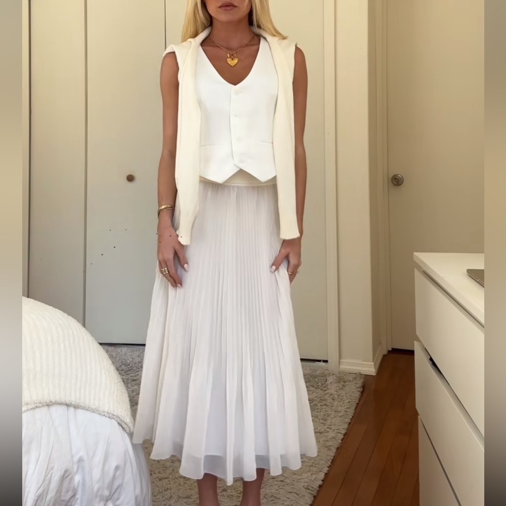 Aritzia Wilfred Twirl Pleated Skirt Birch